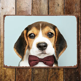 * Inch x  InchBeagle Dog Bow Tie Metal Wall Sign Plaque Will Not Rust 8 Inch X 6 Inch