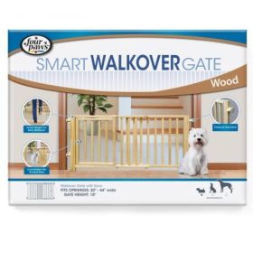 Four Paws Walk Over Wood Safety Gate with Door Easy Install
