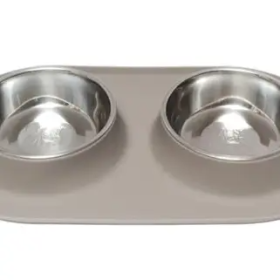 Messy Mutts Double Feeder Grey 1.5 Cup Non Slip