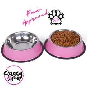 Pink Stainless Steel Small Bowl Set with Rubber Base New