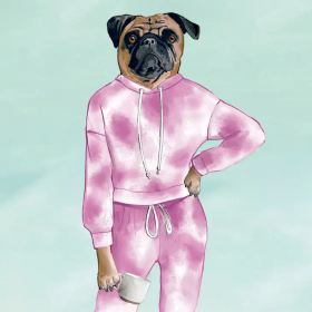 Pug Dog In Sweats Art Print Made In USA
