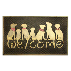 RugSmith Moulded Dog Welcome Rubber Doormat, 18 Inches X 30 Inches