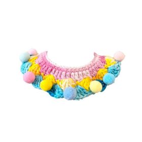 Pink Blue Yellow Cat Dog Collar Handmade Knitted Necklace Collar Rabbit Teddy Bichon Pet Crochet Scarf Bib - Default