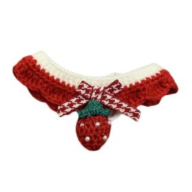 Handmade Knitted Pet Collar Cat Dog Crochet Necklace Cute Scarf Bib Red Strawberry Pet Charms - Default