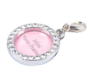 Pet Round Rhinestone Writable Name Telephone ID Tags for Dogs Cats - Default