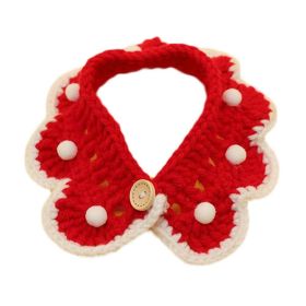 Red Handmade Pet Knitted Collar New Year Christmas Decoration Necklace Cat Dog Rabbit Crochet Cute Scarf Bib - Default