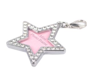 Pet Star Shape Rhinestone Writable Name Telphone ID Tags for Dogs Cats - Default