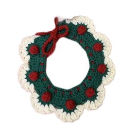 Green Cat Collar Christmas Dog Collar Bib Handmade Knitted Pet Ornaments Necklace Crochet Scarf Collar - Default
