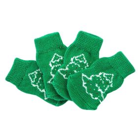 4 Pcs Green Christmas Tree Dog Knitted Pet Socks Cartoon Cute Puppy Cat Socks Dog Foot Covers Poodle Teddy Socks - Default