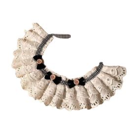 Black Bowknot Retro Lace Collars Handmade Dog Necklace Cat Neckerchief 8.2-11.2" - Default
