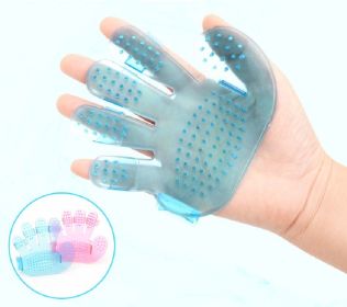 Pet Palm Brush, Hand Shampoo Grooming Bath Massage Glove, Brush Comb Five Finger for Combing and Rubbing Palm Brushed - blue
