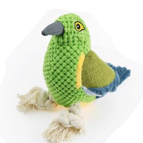 Pet Squeaky Toy Dog Toys, Bite Resistant Plush Parrot Shaped Dog Rope Toys, Chew Toy with Sound - Green