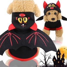 Pet Black Bat Wing Costume Hooded Winter Warm Sweater Halloween Costume - XL