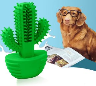 Cactus Shape Dog Toothbrush Stick Puppy Dental Care Brushing Stick Effective Doggy Teeth Cleaning Massager Natural Rubber Bite Resistant Chew Toys - G