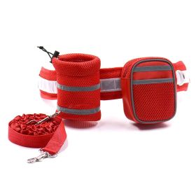 Comfortable Handle Strong Dog Leash Set Highly Reflective Threads for Medium and Large Dogs - red
