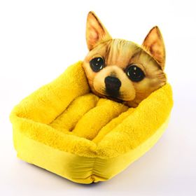 Fashion House Cartoon-Design Sofa Soft Warm Cotton Nest Pet Dog Beds Puppy Kennel - Yellow Dog - M 45x55 cm