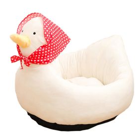 Cartoon Animals Shape Cute  Duck Cat Bed With Summer Mat Round Cat House Kennel Cushion Four Seasons Universal  - White Duck - L 55x45 cm