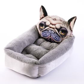 Fashion House Cartoon-Design Sofa Soft Warm Cotton Nest Pet Dog Beds Puppy Kennel - Grey Dog - S 34x45 cm