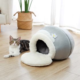 Pot Shaped House 3 In1 Pet Bed Cave House Sleeping Bag Cat Bed Mat Pad Tent  - Grey - 40x30x18 cm