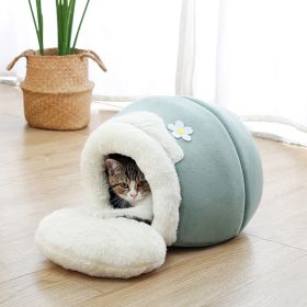Pot Shaped House 3 In1 Pet Bed Cave House Sleeping Bag Cat Bed Mat Pad Tent  - Green - 40x30x18 cm