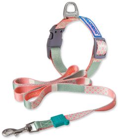 Touchdog 'Trendzy' 2-in-1 Matching Fashion Designer Printed Dog Leash and Collar - Pink / Purple - Large