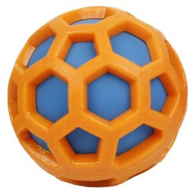 Pet Life 'DNA Bark' TPR and Nylon Durable Rounded Squeaking Dog Toy - Orange / Blue