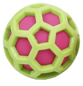 Pet Life 'DNA Bark' TPR and Nylon Durable Rounded Squeaking Dog Toy - Green / Pink