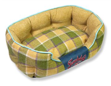Touchdog 'Archi-Checked' Designer Plaid Oval Dog Bed - Yellow - Medium