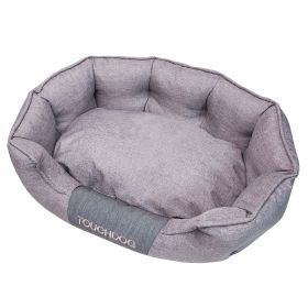 Touchdog 'Concept-Bark' Water-Resistant Premium Oval Dog Bed - Grey - Medium