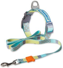Touchdog 'Trendzy' 2-in-1 Matching Fashion Designer Printed Dog Leash and Collar - Blue - Medium