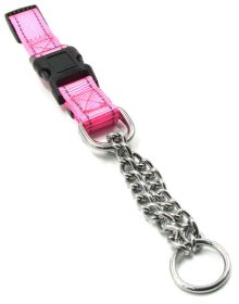 Pet Life 'Tutor-Sheild' Martingale Safety and Training Chain Dog Collar - Pink - Large