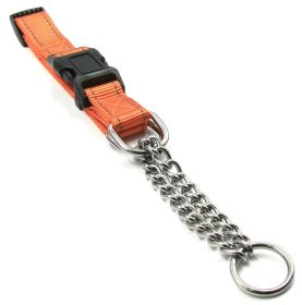 Pet Life 'Tutor-Sheild' Martingale Safety and Training Chain Dog Collar - Orange - Small
