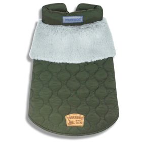 Touchdog 'Furrost-Bite' Fur and Fleece Fashion Dog Jacket - Green - Small