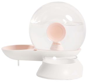Pet Life 'Auto-Myst' Snail Shaped 2-in-1 Automated Gravity Pet Filtered Water Dispenser and Food Bowl - Pink