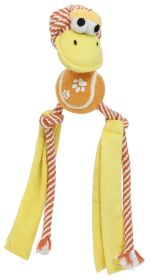 Pet Life 'Tennis Pawl' Rope Squeaker and Crinkle Tennis Dog Toy - Orange