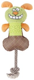 Pet Life 'All-in-Fun' Nylon and Rope Squeaking Rubber Rope and Plush Dog Toy - Green
