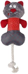 Pet Life 'All-in-Fun' Nylon and Rope Squeaking Rubber Rope and Plush Dog Toy - Red / Grey