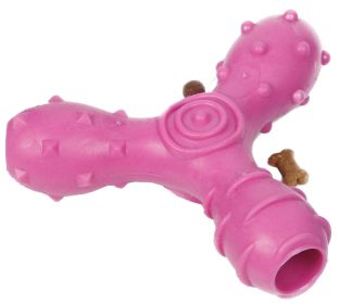 Pet Life 'Tri-Chew' Treat Dispensing and Chewing Interactive TPR Dog Toy - Pink