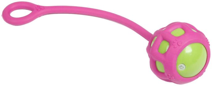 Pet Life 'Tug-O-Warp' Fetching Tugging and Chew Squeaking TPR Dog Toy - Pink