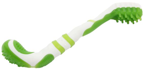 Pet Life 'Denta-Brush' TPR Durable Tooth Brush and Dog Toy - Green