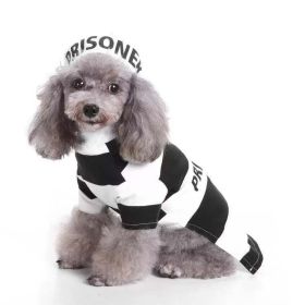 Pet Life Striped Retro Inmate Prisoner Pet Dog Costume Uniform - BLACK / WHITE - Medium