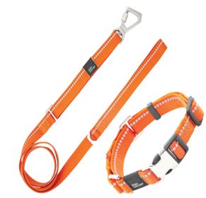 Pet Life 'Advent' Outdoor Series 3M Reflective 2-in-1 Durable Martingale Training Dog Leash and Collar - Orange - Medium