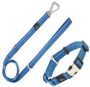 Pet Life 'Advent' Outdoor Series 3M Reflective 2-in-1 Durable Martingale Training Dog Leash and Collar - Blue - Small