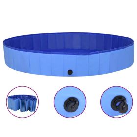 Foldable Dog Swimming Pool Blue 78.7"x11.8" PVC - Blue