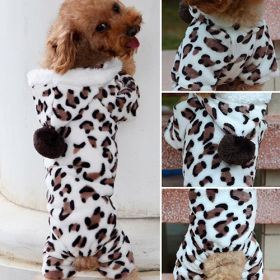 Leopard Warm Winter Pet Dog Puppy Clothes Hoodie Jumpsuit Pajamas Outwear - Leopard - S