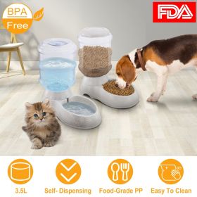 3.5L/1gal Pet Feeder Self-Dispensing Gravity Pets Food Dispenser - Beige