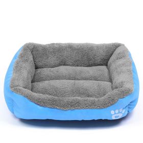 Washable Pet Dog Cat Bed Puppy Cushion House Pet Soft Warm Kennel Dog Mat Blanke - Blue - M
