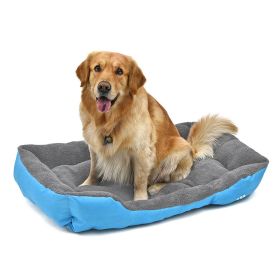 Washable Pet Dog Cat Bed Puppy Cushion House Pet Soft Warm Kennel Dog Mat Blanke - Blue - S
