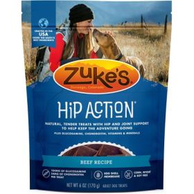 Zukes Hip Action Hip & Joint Supplement Dog Treat - Roasted Beef Recipe 6oz