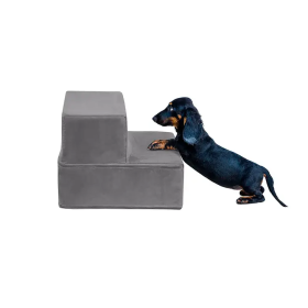 2-3-4Step Dog Furniture Step Stairs, Gray Easy Clean (Size: 2 Step)